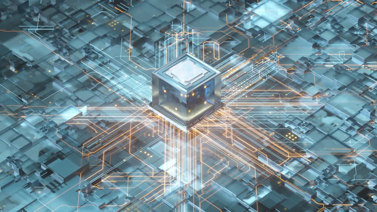 회로판, 전자, 사이버 공간 배경, 3d 렌더링