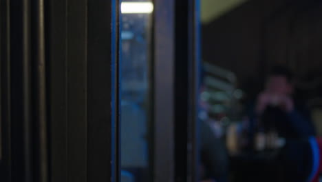 restaurant refrigerator at night
