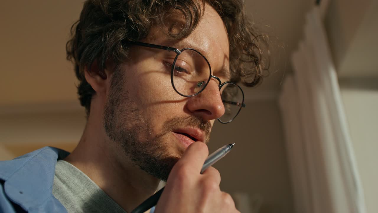 Man Concentrating and Thinking