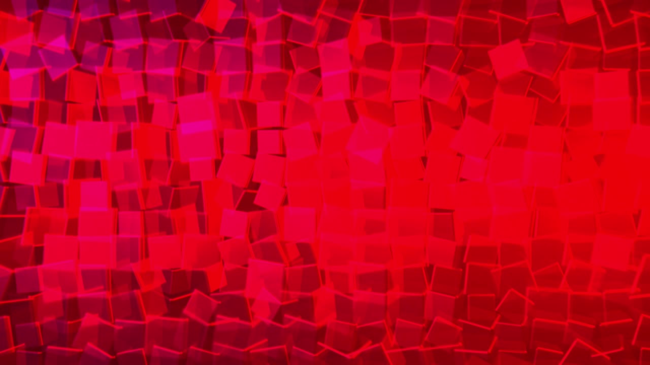 siluetas rojas de cubos en filas girando sobre fondo rojo, bucle sin costuras. animación. concepto de gráficos en movimiento, hermosas figuras geométricas brillantes giratorias.