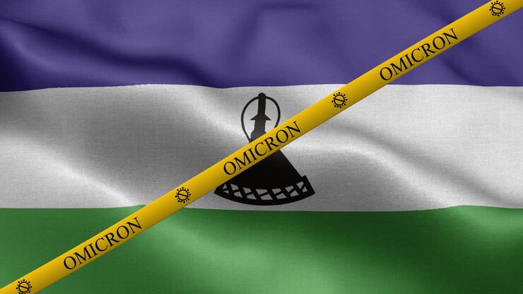 Omicron variant and ban strip on Lesotho flag - Flag Of Lesotho