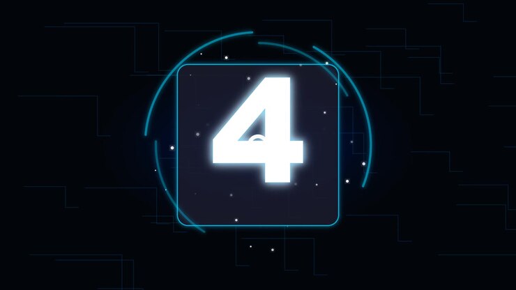 Digital Countdown Timer with Glowing Numbers and Abstract Circuit Background