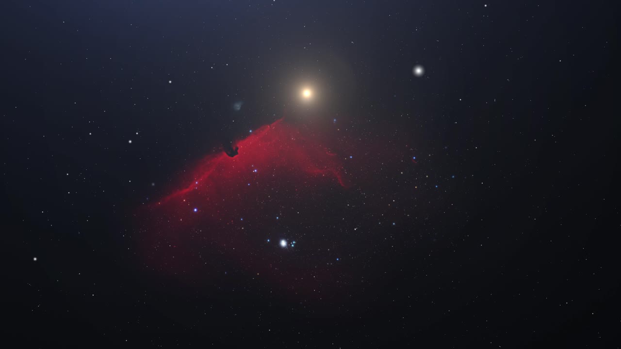 красная туманность во тьме космоса
