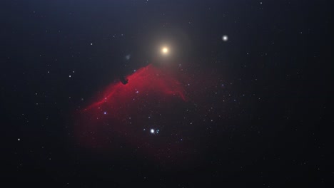 red nebula in the darkness of space