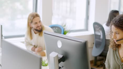 Good vibes in a coworking while people is on duty