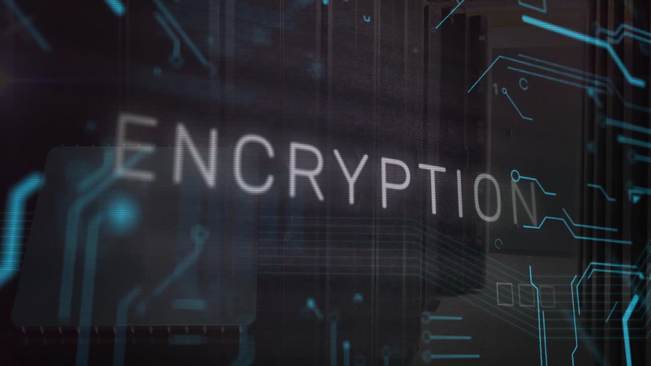 animación de texto cifrado y procesamiento de datos a través de servidores informáticos