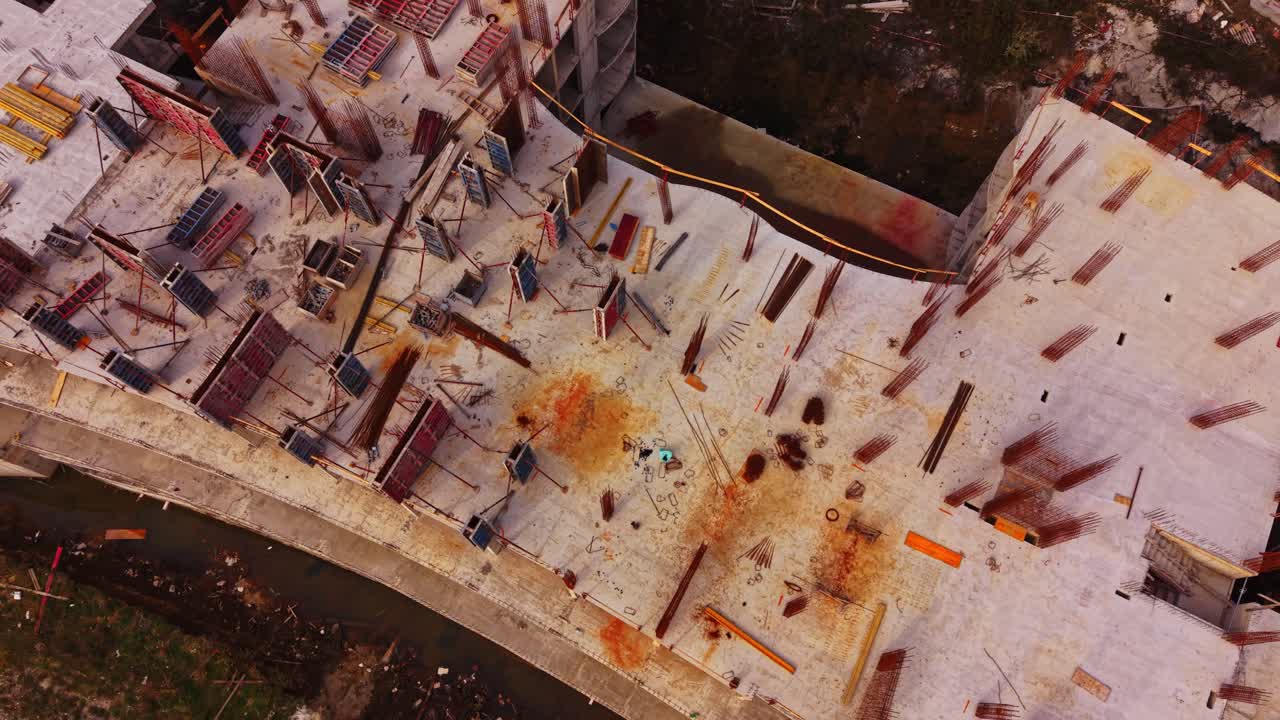 Construction site aerial view showcasing ongoing work in Bulgaria