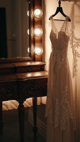 Elegant Wedding Dress on Vanity