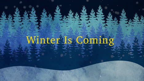 winter is coming with snow forest in night