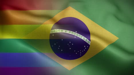 lgbt bandera de brasil en el fondo del bucle 4k
