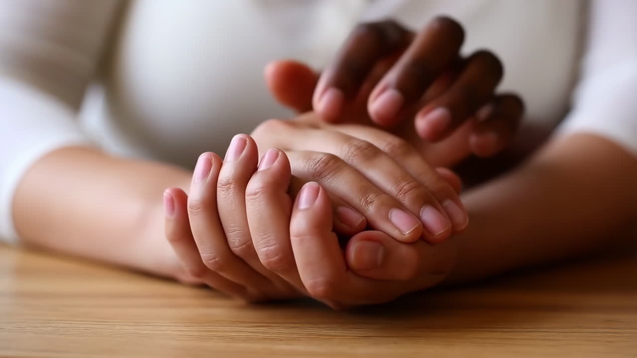 Interracial Hands Showing Support and Connection