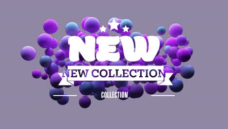 animation of new collection text over purple spots