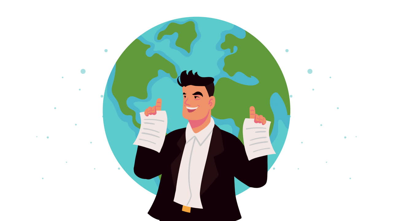 maestro masculino con carácter de planeta tierra