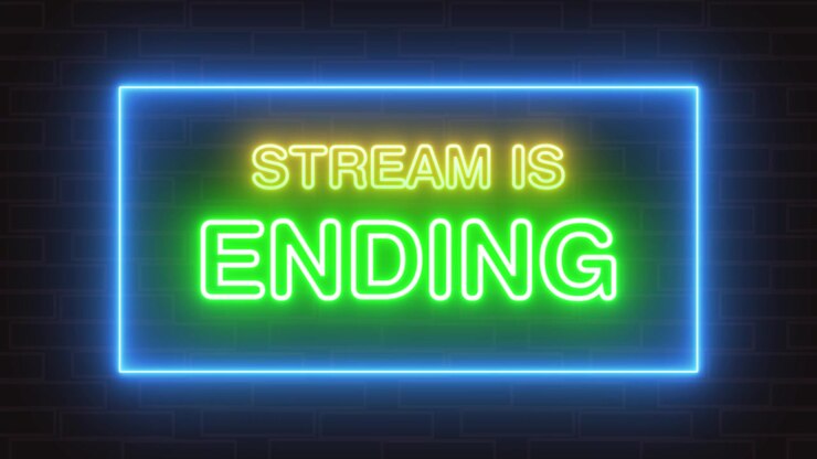 Stream is ending neon light text animation isolated on black background