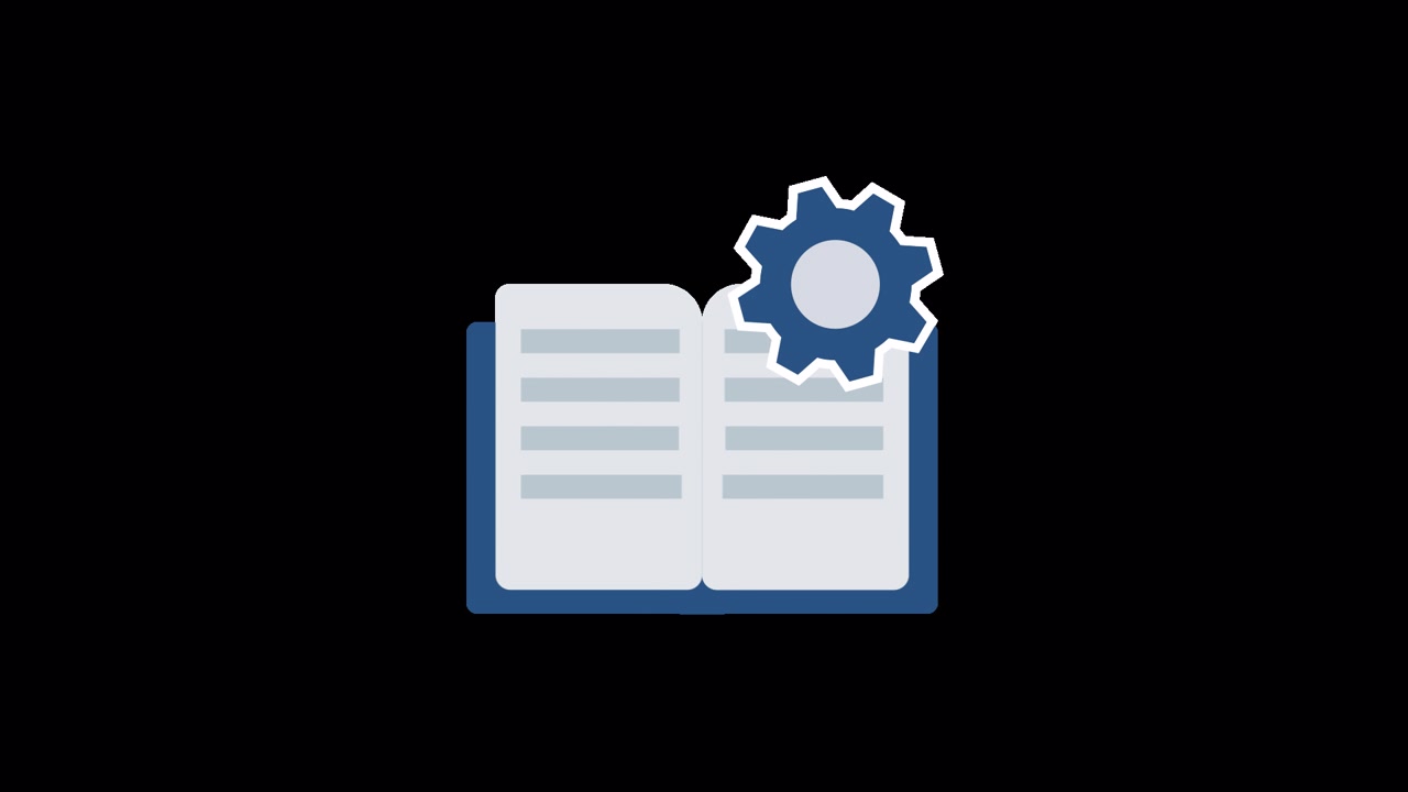 Animated Icon of a Book Opening with a Spinning Gear
