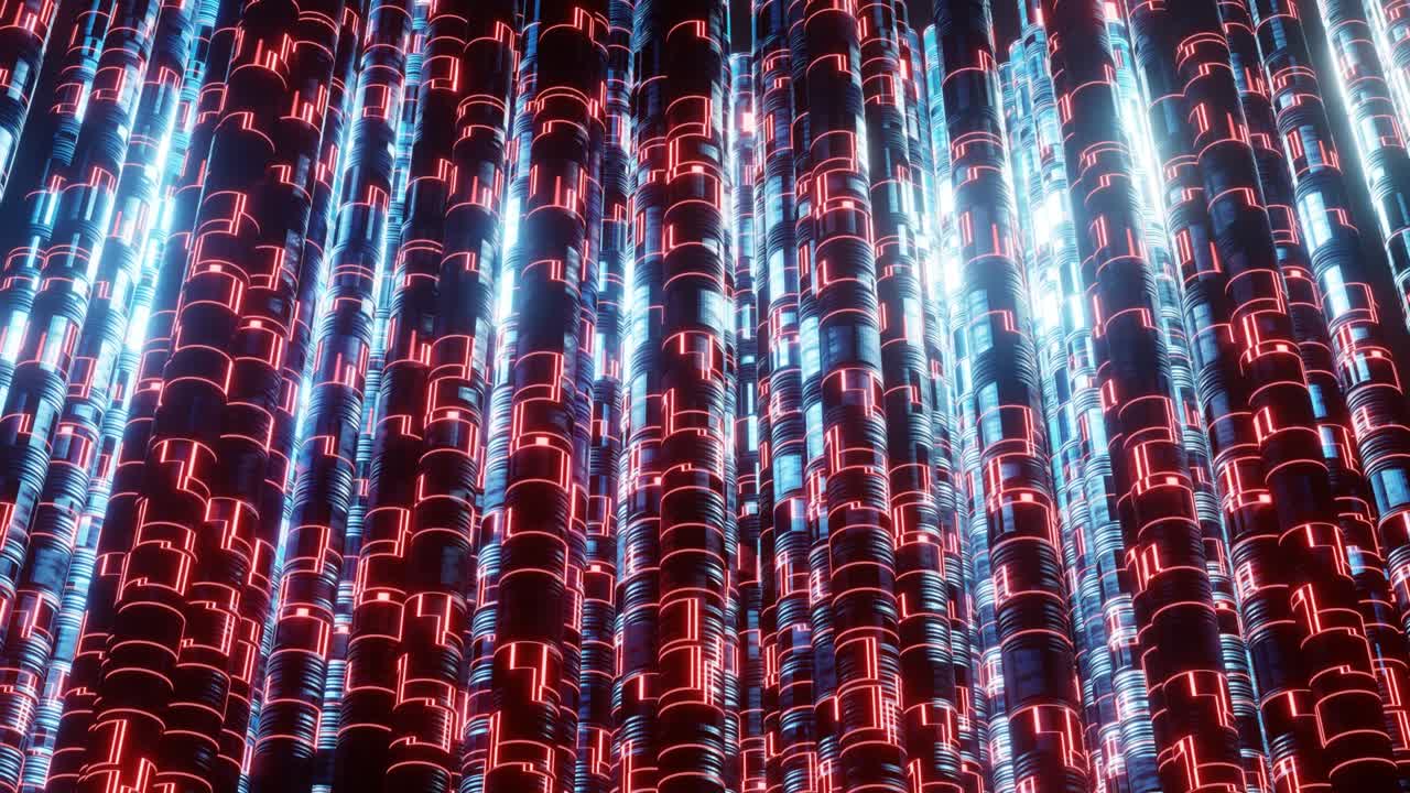 animazione 4k 3d, astrazione del cyberspace, tecnologia futuristica, astrazione digitale.