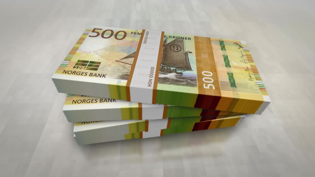 노르웨이 크로나 돈 지폐 어리 애니메이션