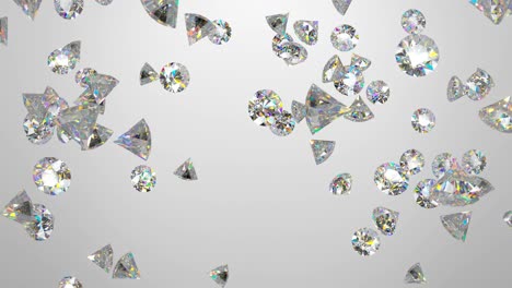 chuva interminável de diamantes 3d renderização de animação de loop sem costura