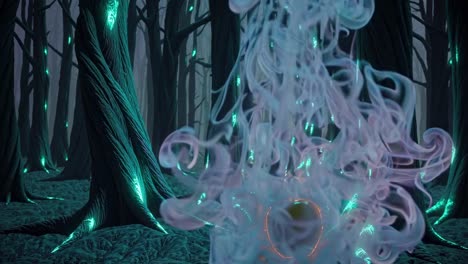 enchanted forest with glowing apple