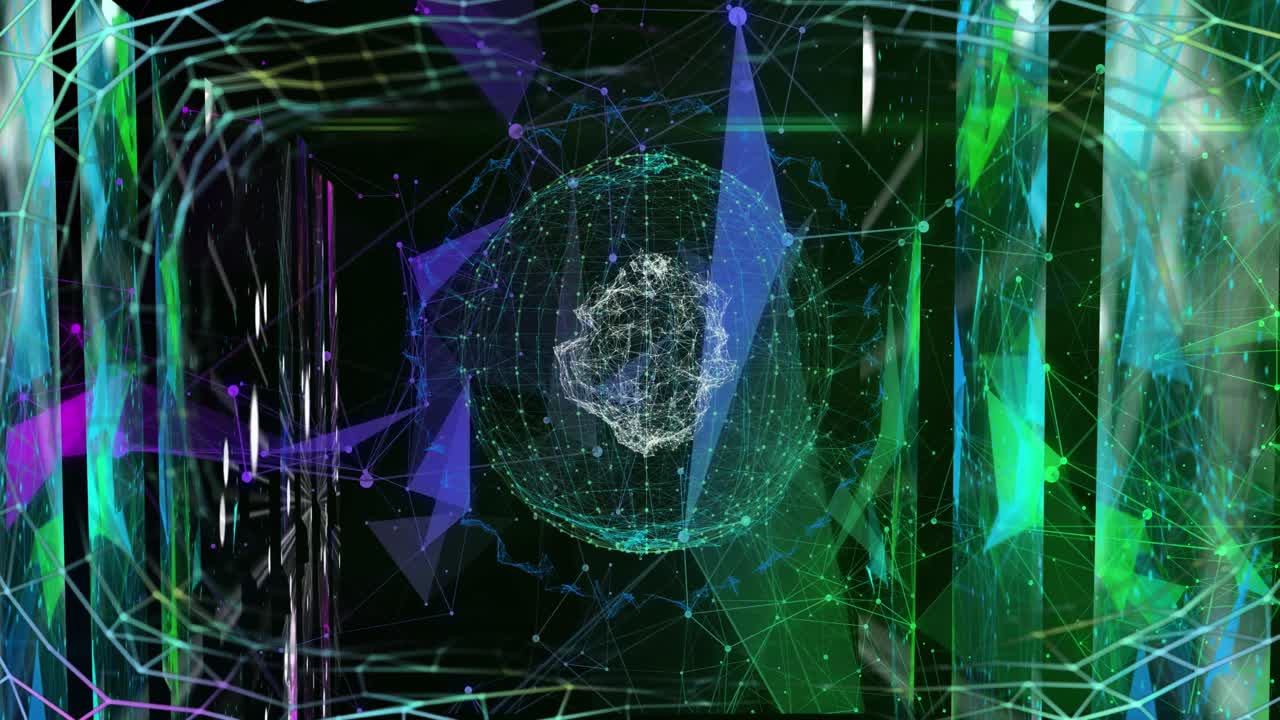 Animation of globe with connections and data processing