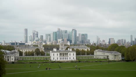 london skyline and green park view