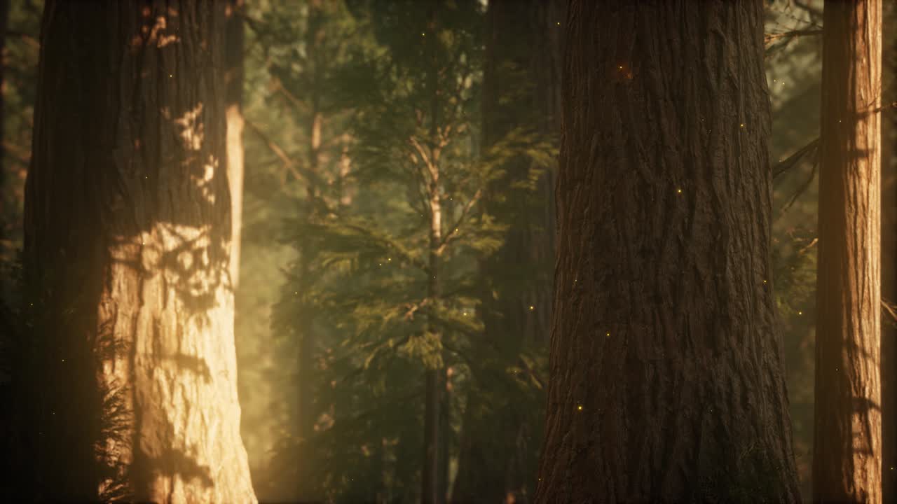 해가 뜨면 야생 소나무 숲