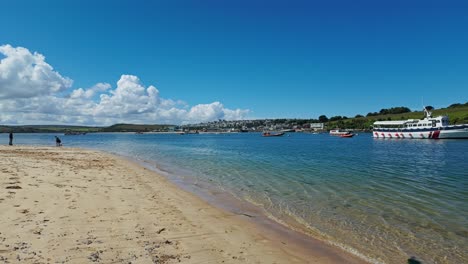 view from daymer bay across estuary towards padstow, cornwall, uk