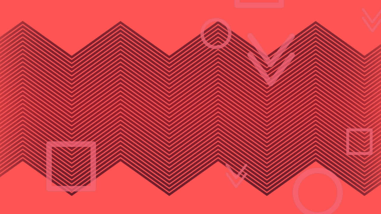 ⁇ 은 배경에서 최면적인 움직임으로 움직이는 지그자그 선과 추상적인 모양의 애니메이션