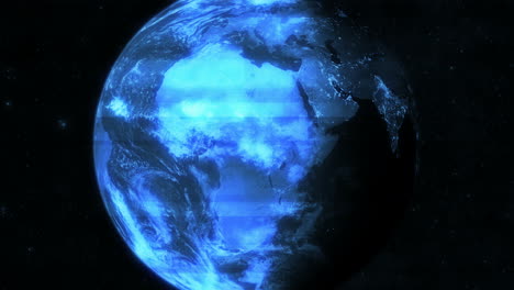 a vfx animation of an earth hologram rotating in space