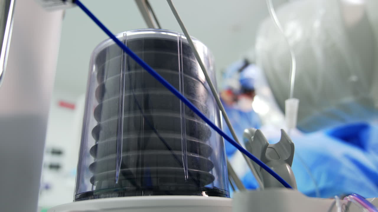 Neurosurgical equipment close-up in operating room. Close-up of neurosurgical equipment and instruments used during brain surgery