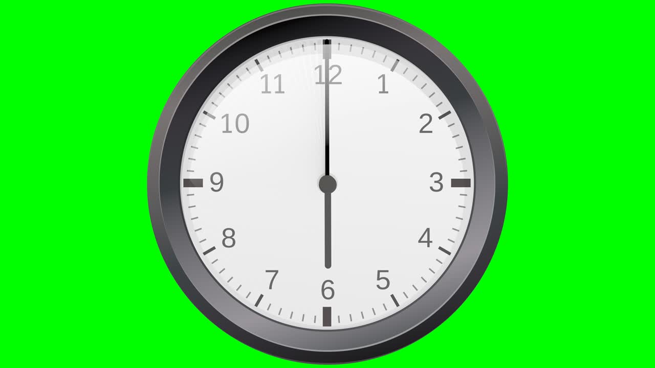 Animated loop of a black clock face on green background