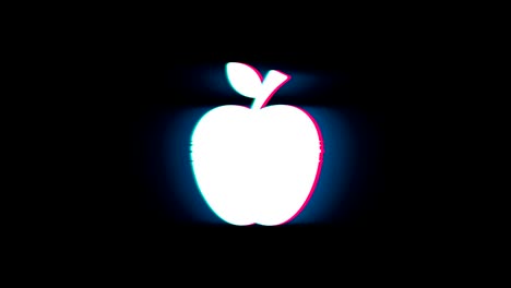 el símbolo de la manzana en la animación vintage retro de glitch.