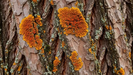 a stunning close-up of vibrantly colored lichens and their intricate textures on the bark of a tree, showcasing nature's remarkable beauty and diversity
