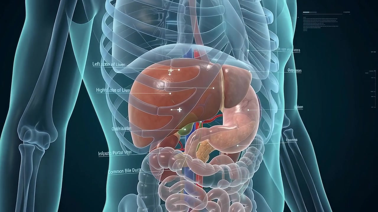 3D Medical Animation of Human Liver and Digestive System