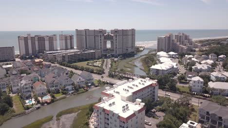 North-Myrtle-Beach-Resort-Und-Ozean-Von-Drohne