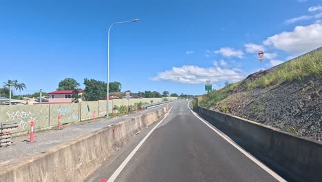 highway scene with road construction and signs