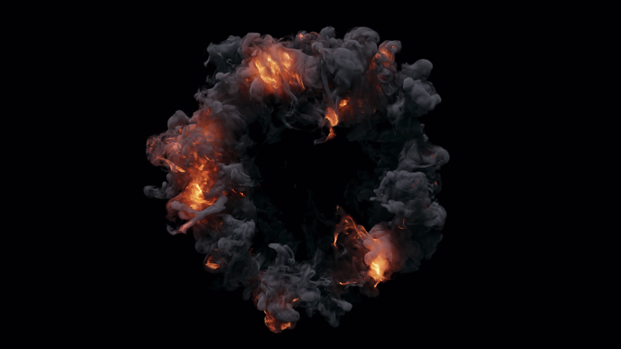Dramatic Circular Fire and Smoke Explosion