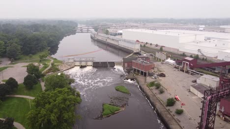 dam water flowing on grand river near otto c