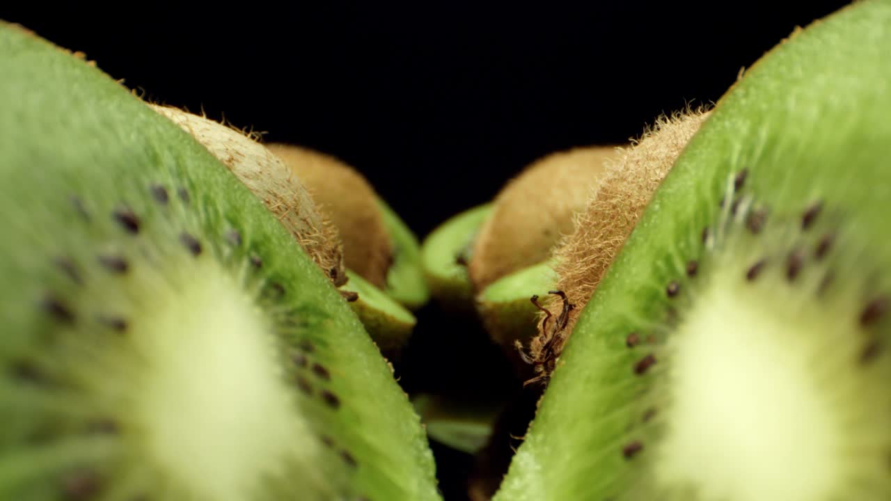 Green kiwi fresh fruit super macro close up