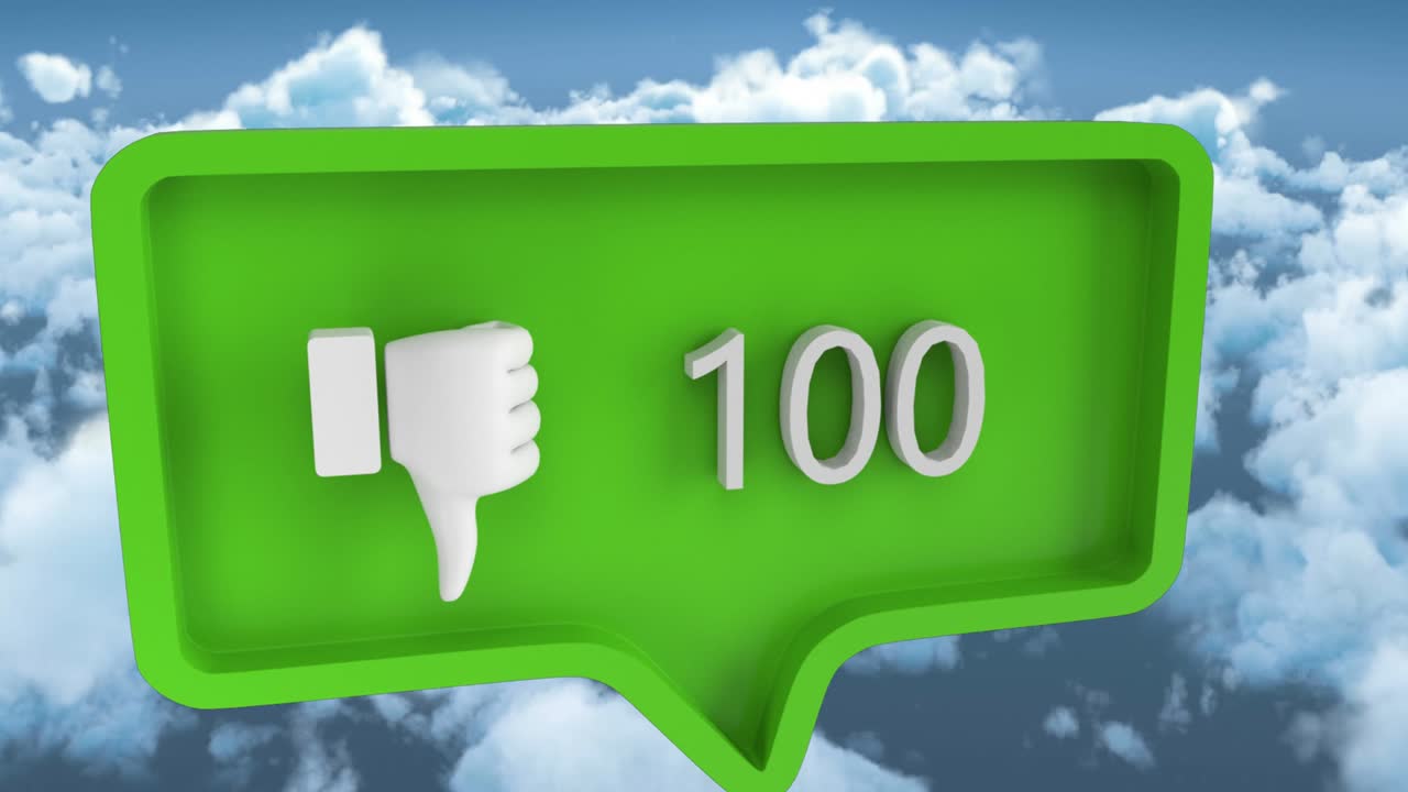 animación de números que crecen sobre las nubes y el cielo