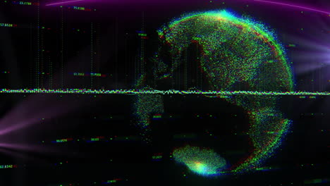 Animación-De-Procesamiento-De-Datos-Y-Globo-Sobre-Estelas-De-Luz.