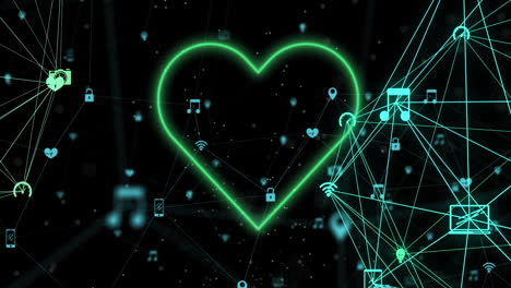 animation of network of connections over heart