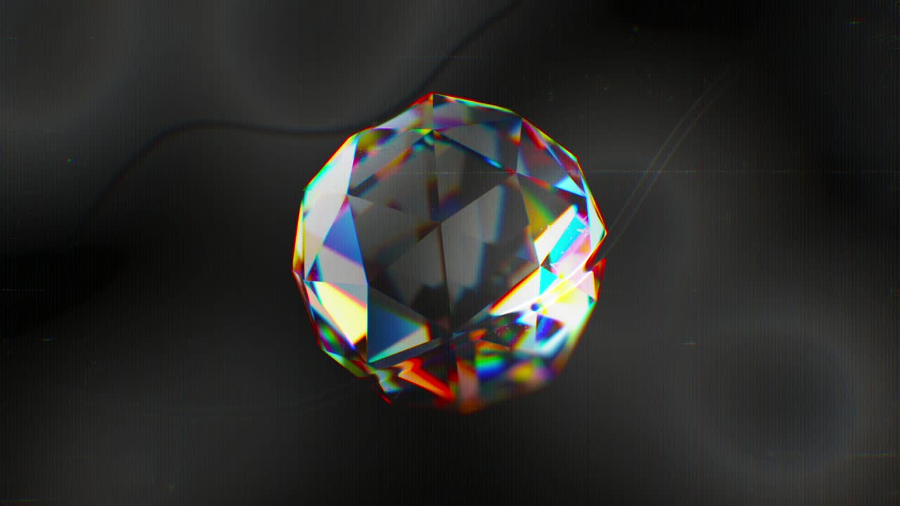 Sparkling Diamond Gemstone Rotating with Prismatic Colors