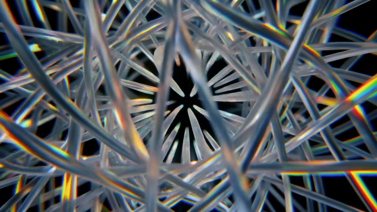 Abstrakt 3D-animation af sammenflettede glødende glasrør