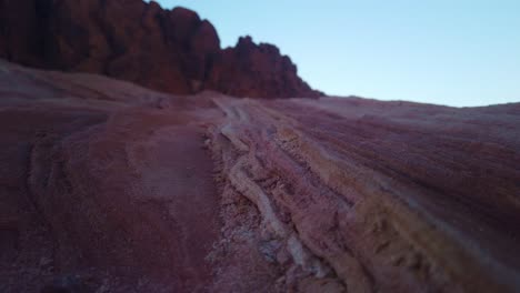 gimbal close-up and rolling focus shot of the sandstone fire wave in valley of fire, nevada