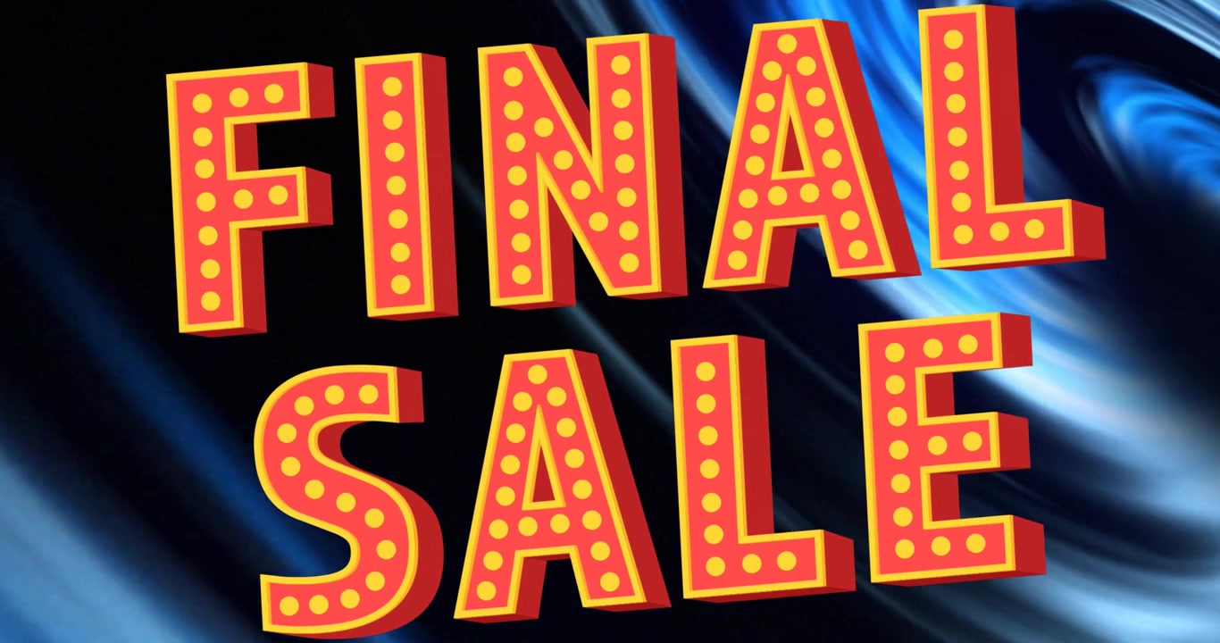 Animation af 'final sale'-tekst over former
