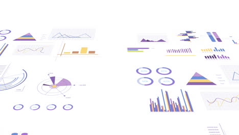 animación de estadísticas y procesamiento de datos financieros sobre fondo blanco