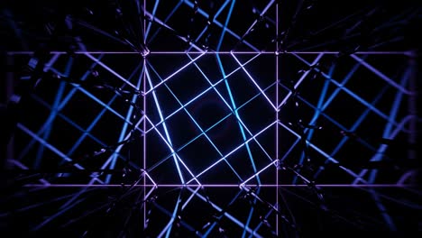 las líneas azules del túnel de espejo abstract de la bucle vj.