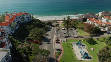 aerial view over linda lane park and playground in san clemente, california