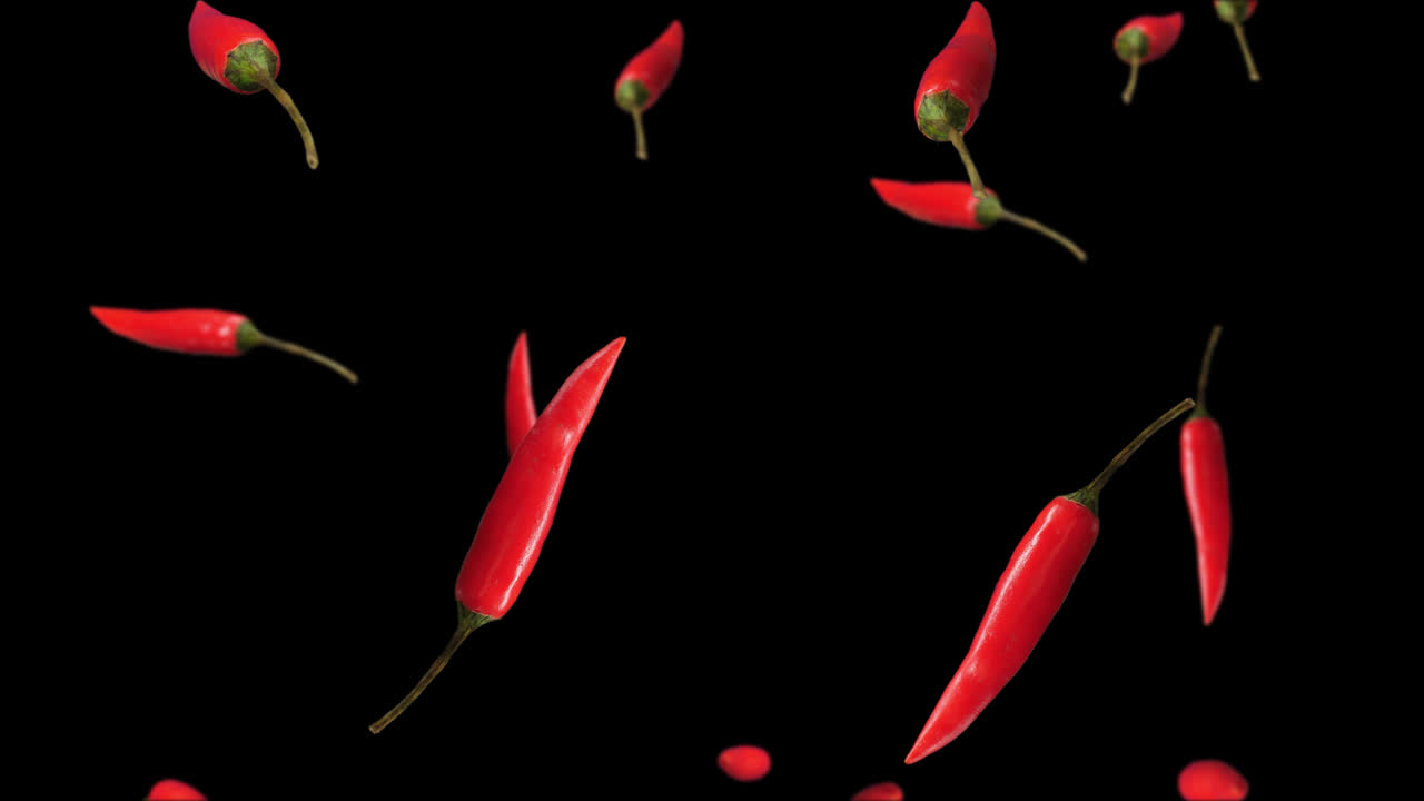 Falling Red Chili With Alpha Channel